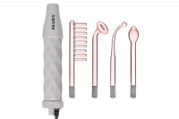 Дарсонваль импульсный массажер для лица, тела и волос с 4 насадками с Неоном, серый