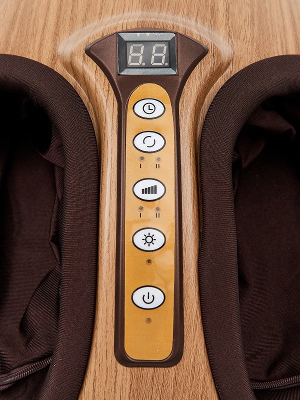 Роликово-компрессионный массажер для ног электрический с ИК-прогревом , цвет сандаловое дерево