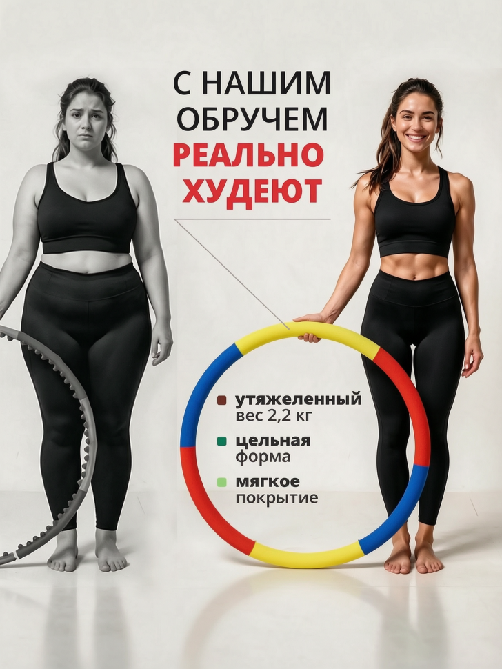 Обруч для похудения утяжеленный, красный