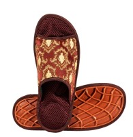 Массажные тапочки Релаксы с отделкой, бордовые